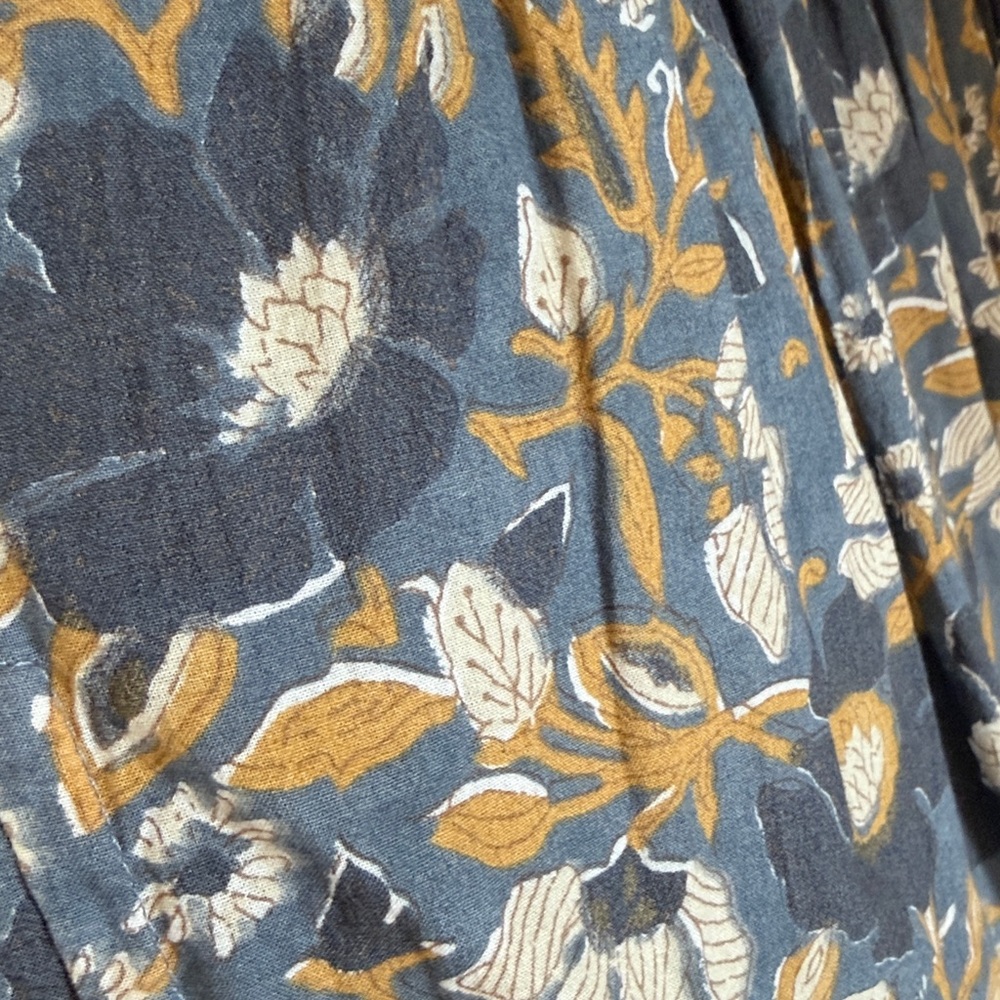 Marea by Liz Joy Smocked Maxi Dress in Navy and Mustard Floral - Picture 3 of 6